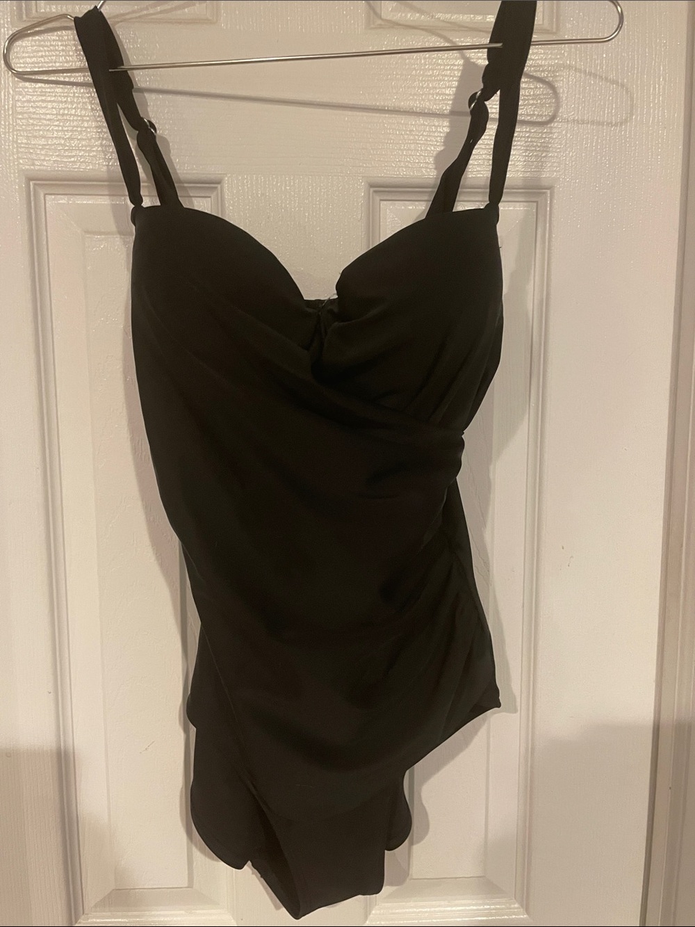 St. John's Bay Black One-Shoulder Ruched Swim One-Piece